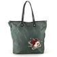 PRADA B4605C Snake Triangle Logo Plate Shoulder Bag Tote Bag Leather/Nylon Unisex Grey