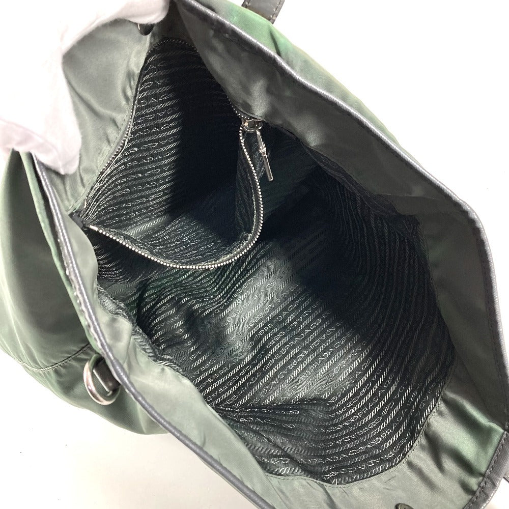 PRADA B4605C Snake Triangle Logo Plate Shoulder Bag Tote Bag Leather/Nylon Unisex Grey