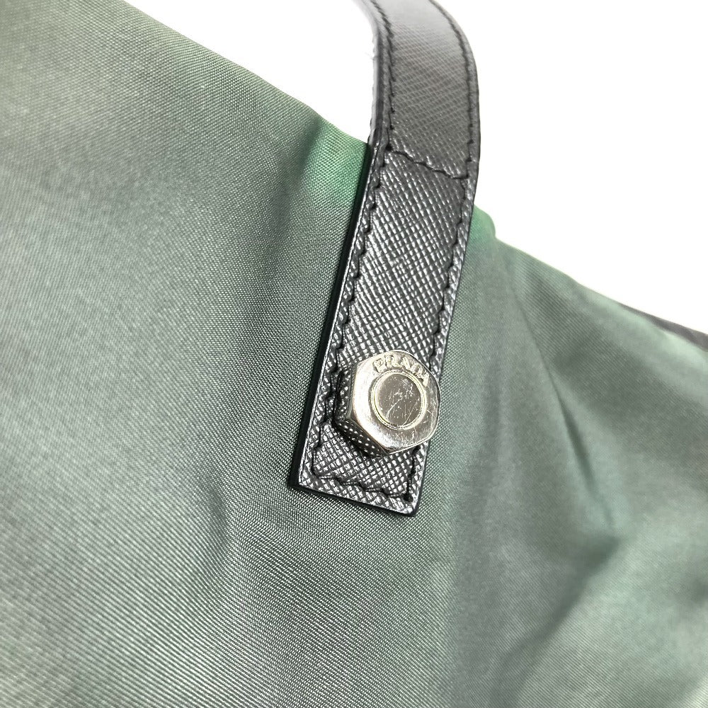 PRADA B4605C Snake Triangle Logo Plate Shoulder Bag Tote Bag Leather/Nylon Unisex Grey
