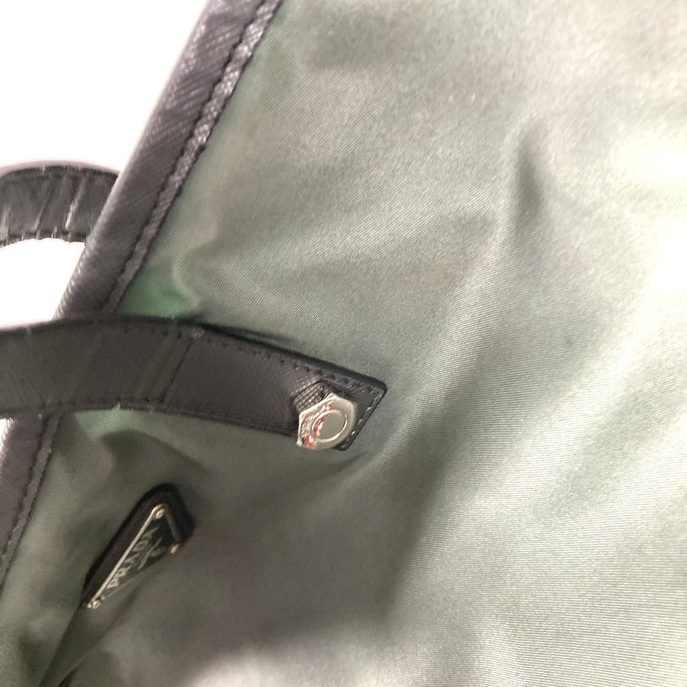 PRADA B4605C Snake Triangle Logo Plate Shoulder Bag Tote Bag Leather/Nylon Unisex Grey