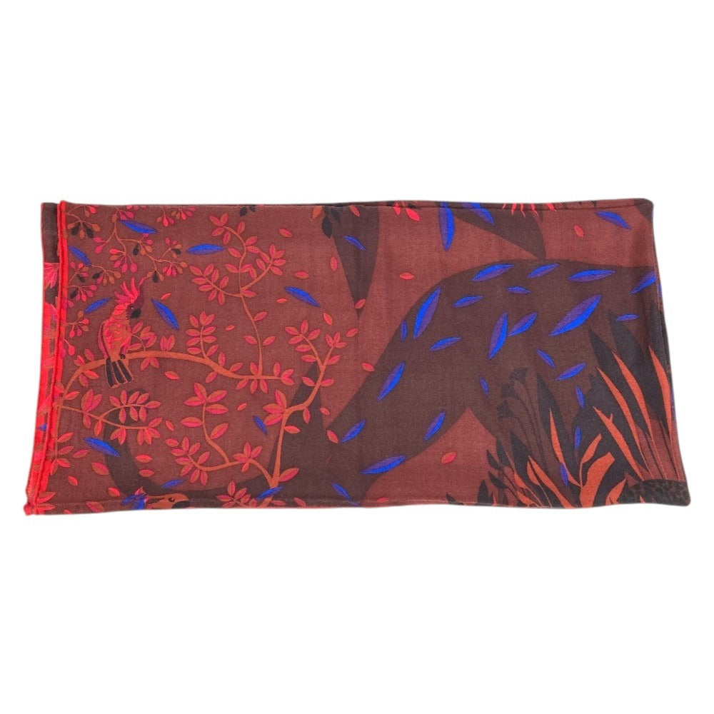 CARTIER Panthère Panther Leopard Logo Large Scarf 140 Stole Shawl Cashmere Unisex Red