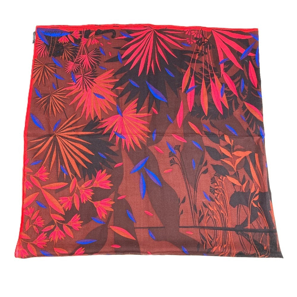 CARTIER Panthère Panther Leopard Logo Large Scarf 140 Stole Shawl Cashmere Unisex Red