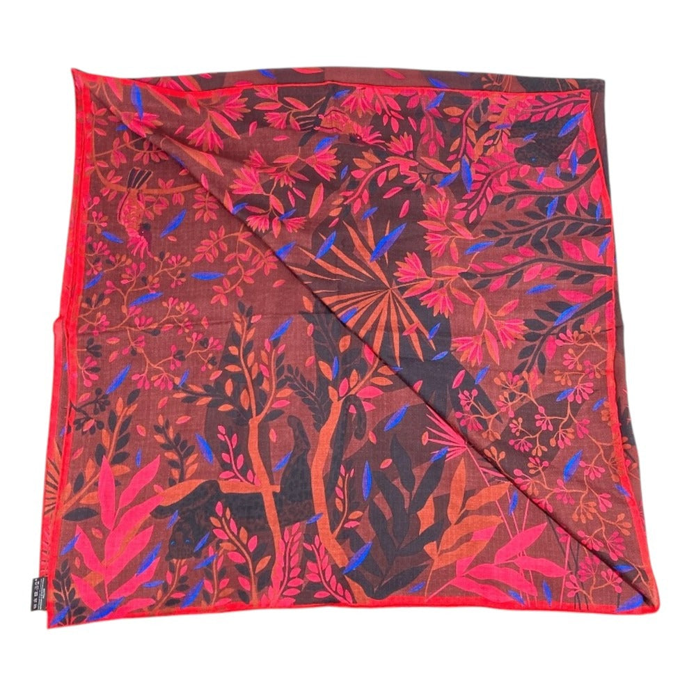 CARTIER Panthère Panther Leopard Logo Large Scarf 140 Stole Shawl Cashmere Unisex Red