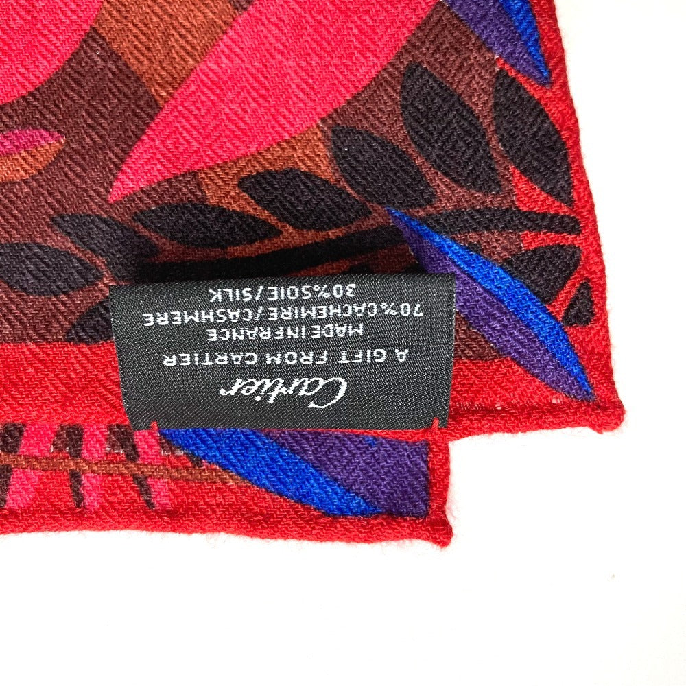 CARTIER Panthère Panther Leopard Logo Large Scarf 140 Stole Shawl Cashmere Unisex Red