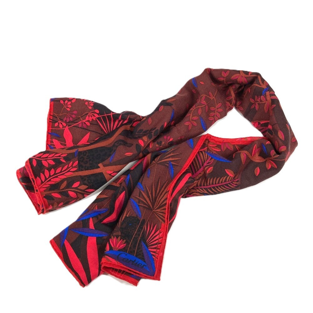 CARTIER Panthère Panther Leopard Logo Large Scarf 140 Stole Shawl Cashmere Unisex Red