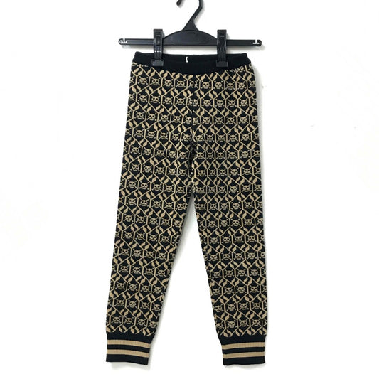 GUCCI 484340 ボトムス スカル デコレーションパターン パンツ コットン キッズ ベージュ×ブラック