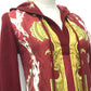 HERMES all-over print hooded knit top with silk accents, cashmere, and a cashmere-blend jacket. Available in red and yellow.