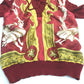HERMES all-over print hooded knit top with silk accents, cashmere, and a cashmere-blend jacket. Available in red and yellow.