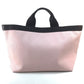Herve Chapelier boat-shaped tote bag, canvas handbag, women's, light pink and brown