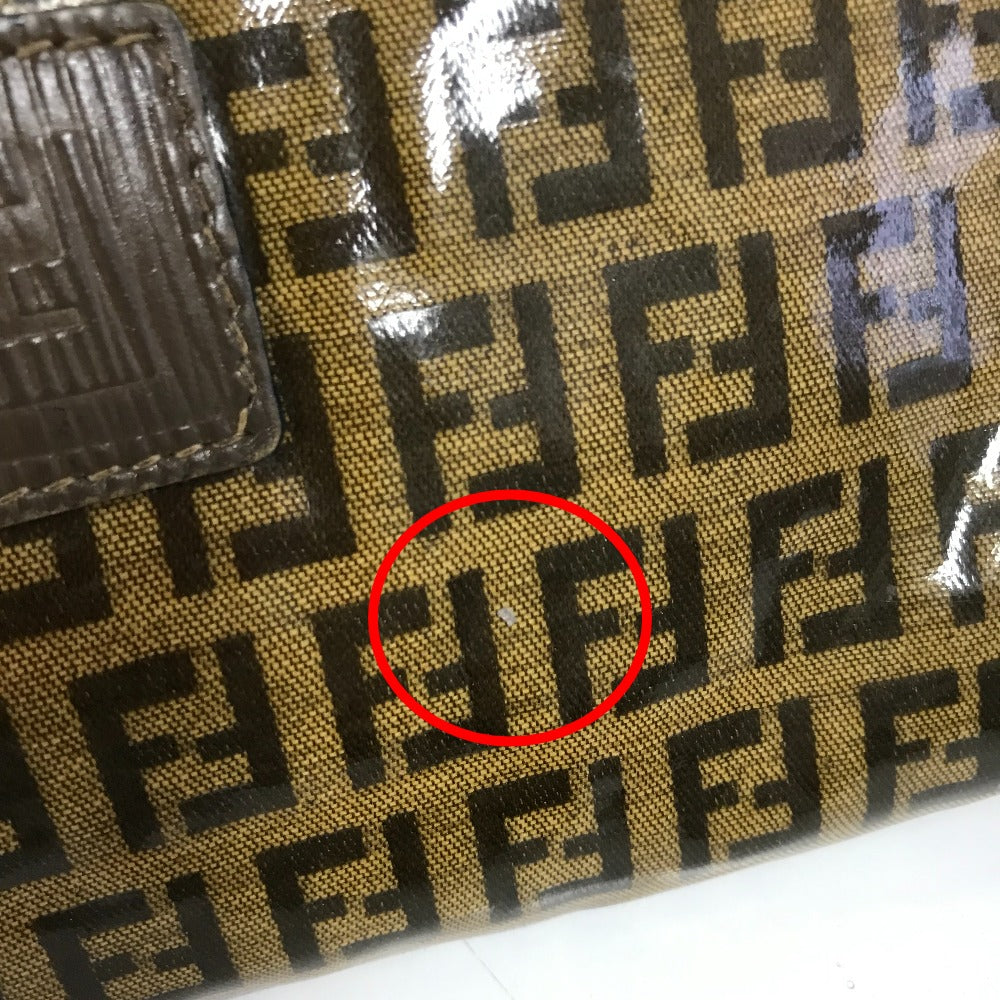 FENDI FF Zucca print crossbody bag, one-shoulder pouch, vinyl/leather, women's, brown
