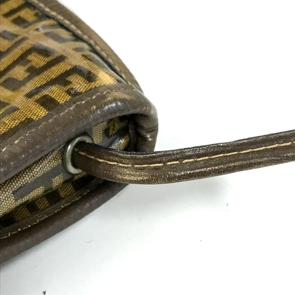FENDI FF Zucca print crossbody bag, one-shoulder pouch, vinyl/leather, women's, brown