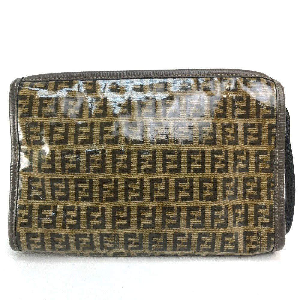 FENDI FF Zucca print crossbody bag, one-shoulder pouch, vinyl/leather, women's, brown