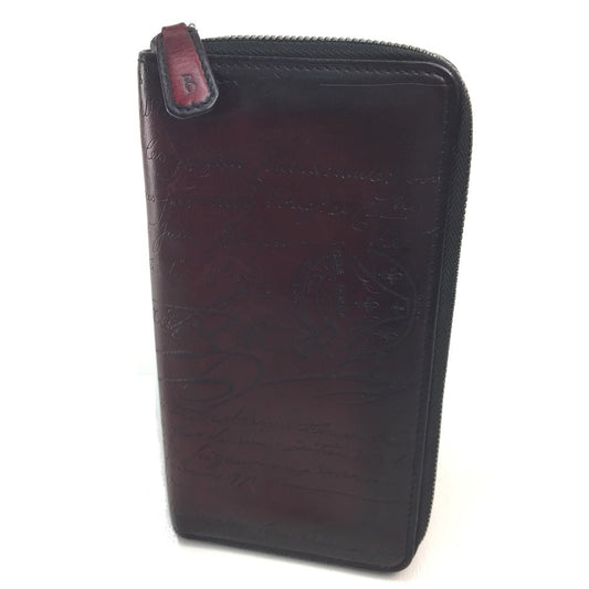 Berluti カリグラフィ ウォレット ロングウォレット 長財布 レザー メンズ ブラウン ダークブラウン/ブラック