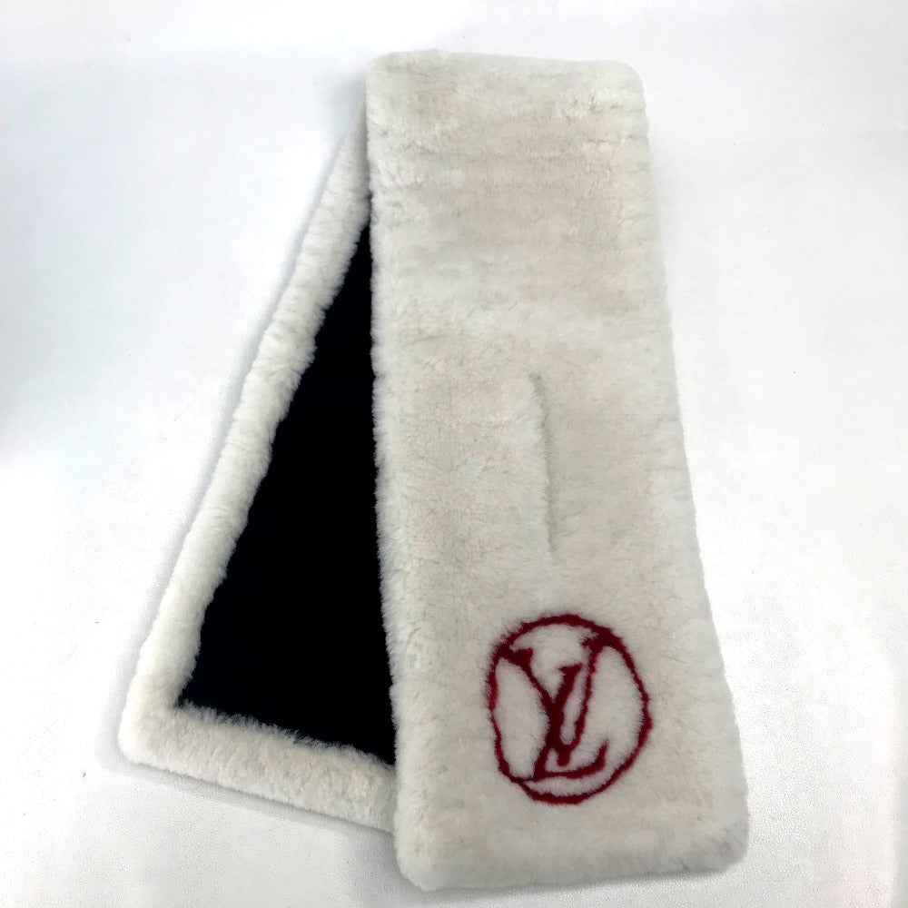 LOUIS VUITTON M70434 Monogram Flower Echarpe Shirring Darling Stole Scarf Cashmere Women's White x Red