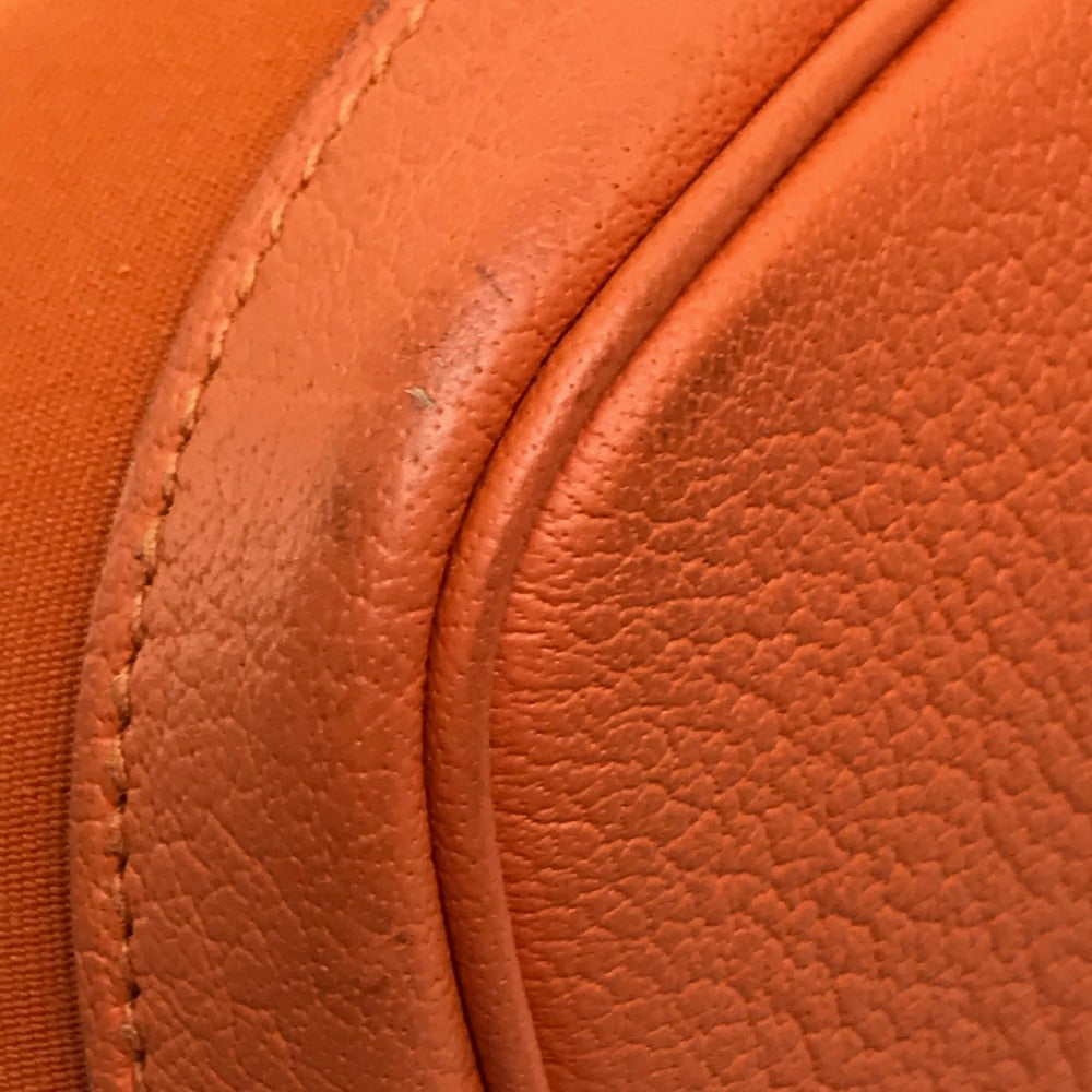 HERMES Garden Party PM Shoulder Bag/Tote Bag in Toile Officier Leather, Women's, Orange
