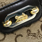 CELINE 馬車金具 ロゴ ヴィンテージ カバン オールド ショルダーバッグ キャンバス/レザー レディース ベージュ×ダークブラウン