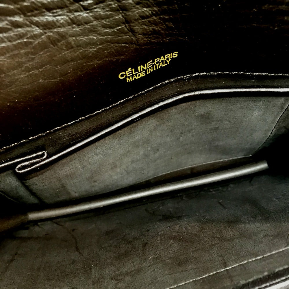 CELINE 馬車金具 ロゴ ヴィンテージ カバン オールド ショルダーバッグ キャンバス/レザー レディース ベージュ×ダークブラウン
