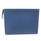 LOUIS VUITTON M30399 Taiga Pochette Voyage MM Clutch Bag Pouch Second Bag Taiga Leather Men's Cobalt Blue
