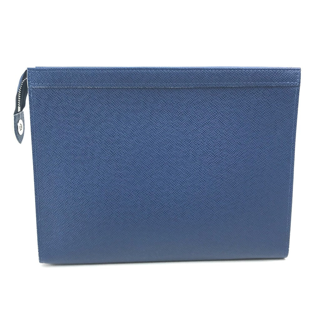 LOUIS VUITTON M30399 Taiga Pochette Voyage MM Clutch Bag Pouch Second Bag Taiga Leather Men's Cobalt Blue