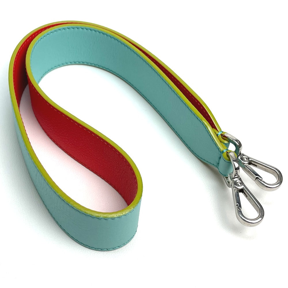 FENDI Two-Tone Strap You Bag Replacement Strap, Leather Shoulder Strap for Women, Light Blue, Orange, and Yellow