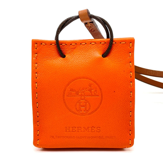 HERMES ショッパー チャーム サック オランジュ カバン ストラップ チャーム アニョーミロ レディース フー オレンジ