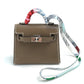 HERMES Kelly Twilly Bag Charm, Tadelakt, Women's, Etoupe, Brown