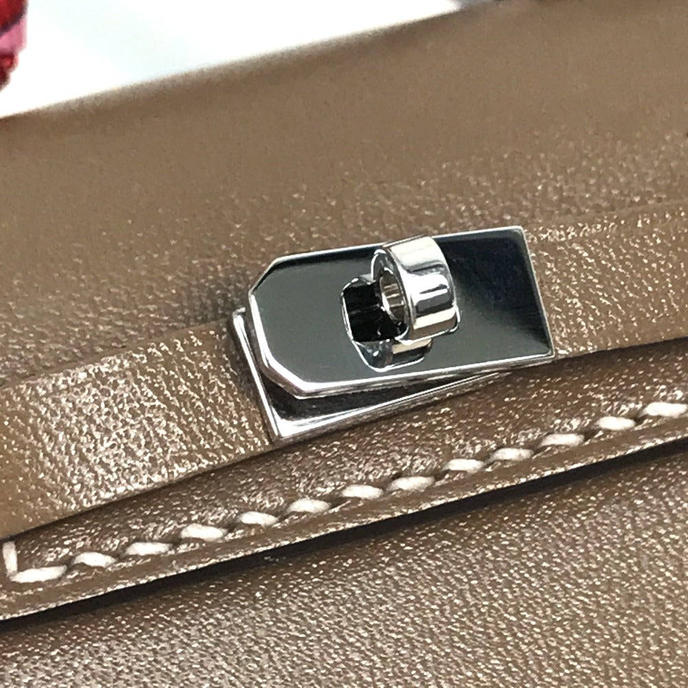 HERMES Kelly Twilly Bag Charm, Tadelakt, Women's, Etoupe, Brown