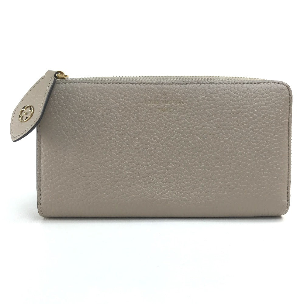 LOUIS VUITTON M63104 Monogram Flower Portefeuille Comete Zippy Wallet, Taurillon Leather, Women's, Gallé, Beige with Gold Hardware