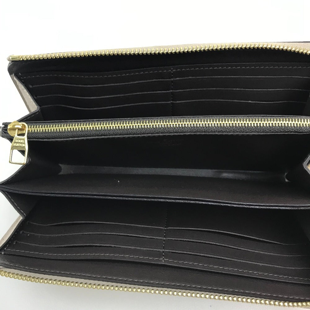 LOUIS VUITTON M63104 Monogram Flower Portefeuille Comete Zippy Wallet, Taurillon Leather, Women's, Gallé, Beige with Gold Hardware