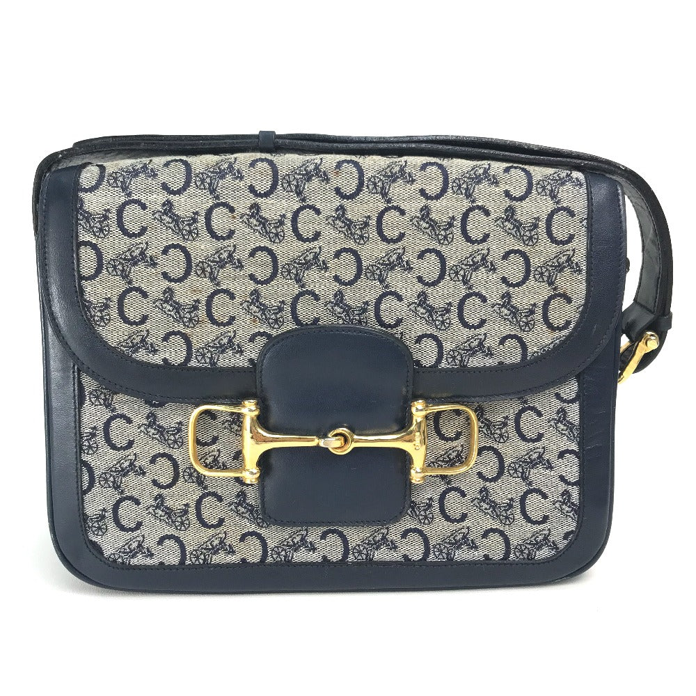 CELINE Old C Carriage Monogram Shoulder Bag, Canvas/Leather, Women's, Gray/Navy
