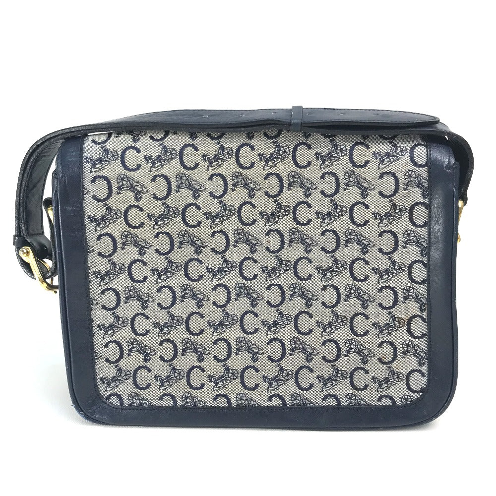 CELINE Old C Carriage Monogram Shoulder Bag, Canvas/Leather, Women's, Gray/Navy