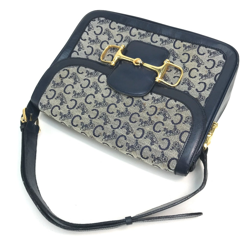 CELINE Old C Carriage Monogram Shoulder Bag, Canvas/Leather, Women's, Gray/Navy