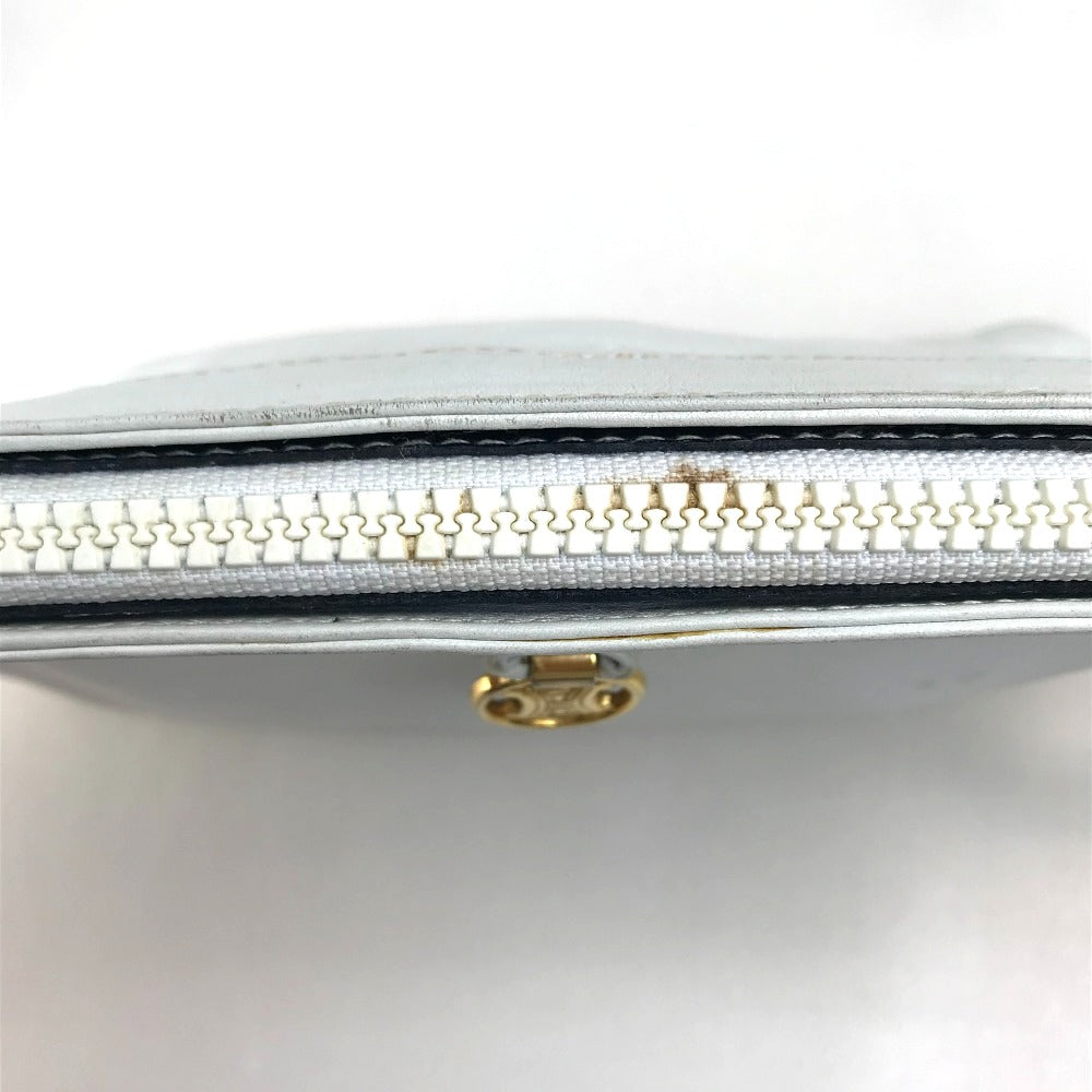 CELINE Logo Pochette Shoulder Bag in Leather, Women's, White with Gold Hardware