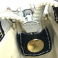 CELINE Logo Pochette Shoulder Bag in Leather, Women's, White with Gold Hardware