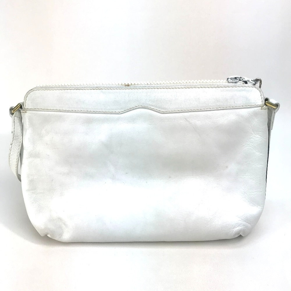 CELINE Logo Pochette Shoulder Bag in Leather, Women's, White with Gold Hardware