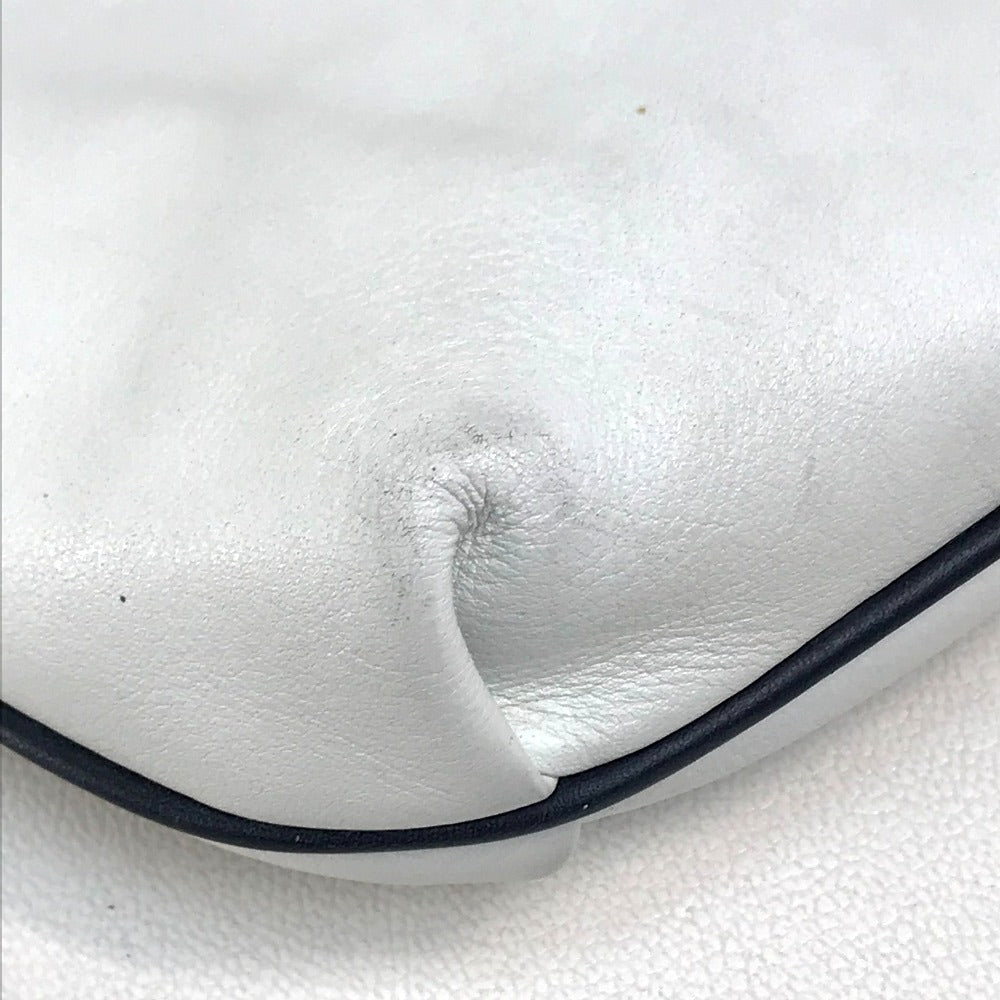 CELINE Logo Pochette Shoulder Bag in Leather, Women's, White with Gold Hardware