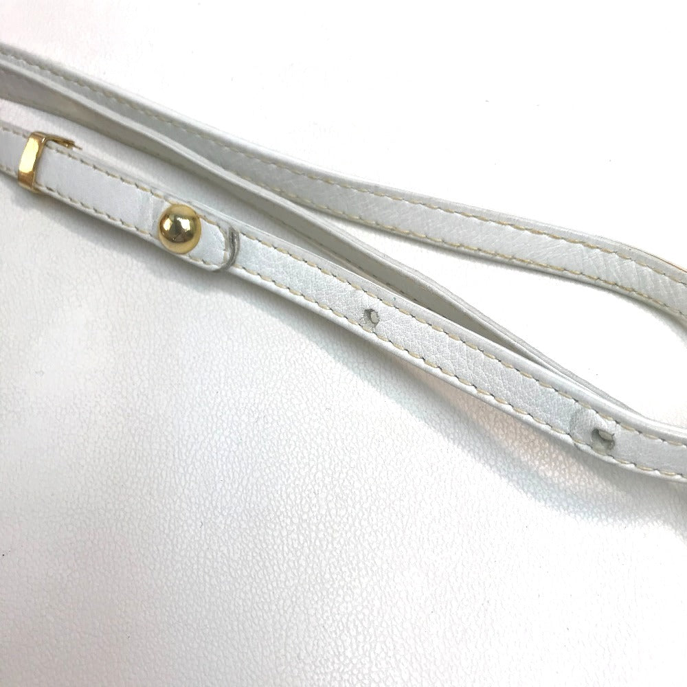 CELINE Logo Pochette Shoulder Bag in Leather, Women's, White with Gold Hardware