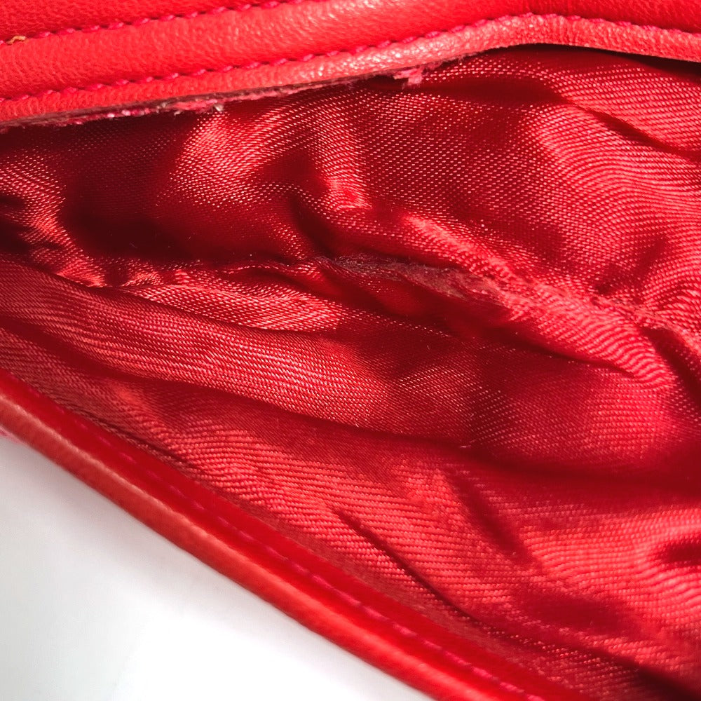 CHANEL CC Coco Mark Matelasse Quilted Fringe Tassel Canvas Shoulder Bag for Women, Red and Gold Hardware