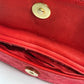CHANEL CC Coco Mark Matelasse Quilted Fringe Tassel Canvas Shoulder Bag for Women, Red and Gold Hardware