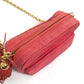 CHANEL CC Coco Mark Matelasse Quilted Fringe Tassel Canvas Shoulder Bag for Women, Red and Gold Hardware