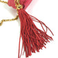 CHANEL CC Coco Mark Matelasse Quilted Fringe Tassel Canvas Shoulder Bag for Women, Red and Gold Hardware
