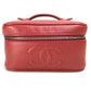 CHANEL CC Coco Mark Horizontal Cosmetic Pouch Handbag, Caviar Leather, Women's, Red and Gold Hardware
