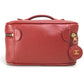 CHANEL CC Coco Mark Horizontal Cosmetic Pouch Handbag, Caviar Leather, Women's, Red and Gold Hardware