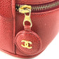 CHANEL CC Coco Mark Horizontal Cosmetic Pouch Handbag, Caviar Leather, Women's, Red and Gold Hardware