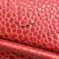 CHANEL CC Coco Mark Horizontal Cosmetic Pouch Handbag, Caviar Leather, Women's, Red and Gold Hardware