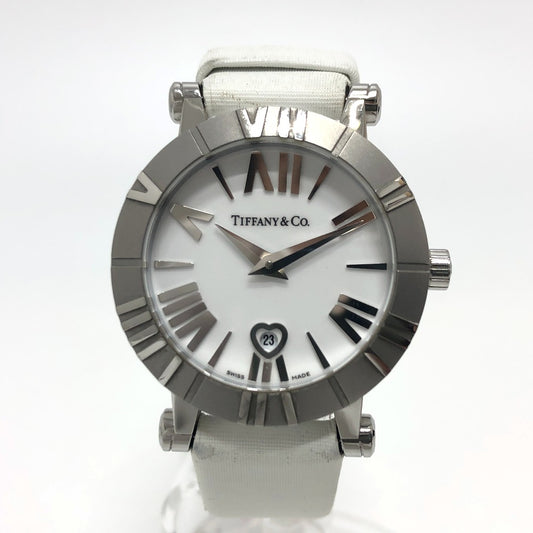 TIFFANY&Co. Z1300.11.11A20A41A ホワイトセラミック アトラス クォーツ デイト ウォッチ 腕時計 SS レディース シルバー