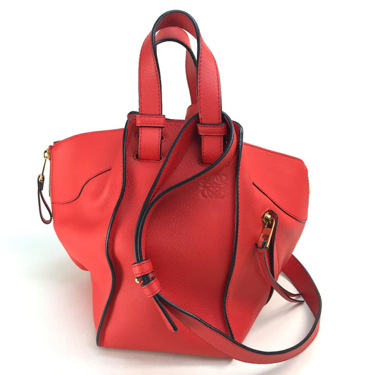 LOEWE 387.30.N60 Hammock Small Logo Bag, 2-Way Shoulder/Handbag, Leather, Women's, Red