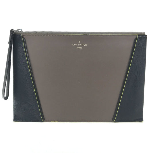LOUIS VUITTON カバン リストストラップ付き クラッチバッグ レザー レディース グレー系/ネイビー