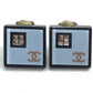 CHANEL CC Coco Mark Square Coco Rhinestone Earrings, Plastic, Women's, Light Blue