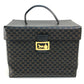 CELINE logo carriage hardware Macadam handbag, makeup box, vanity bag, PVC/leather, women's, dark brown